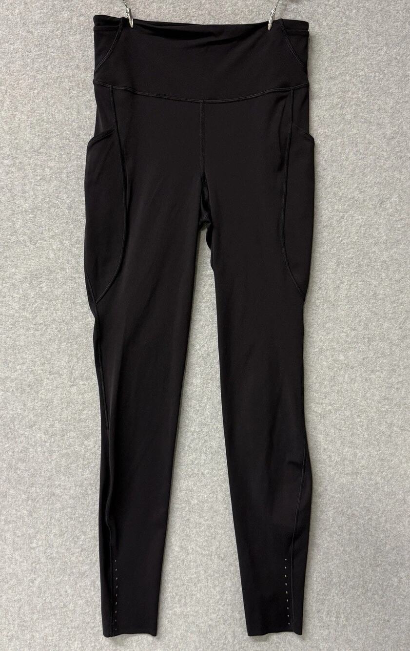 Lululemon Fast & Free 28” High Rise Leggings Black Nulux Reflective Woman’s 6